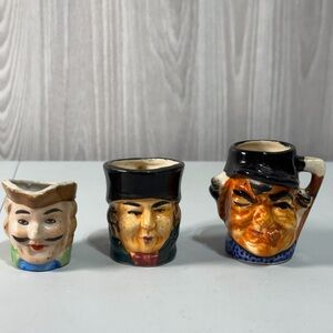 Vintage Toby Character Miniature Gentleman Face Mugs Occupied Japan Shelf Decor‎